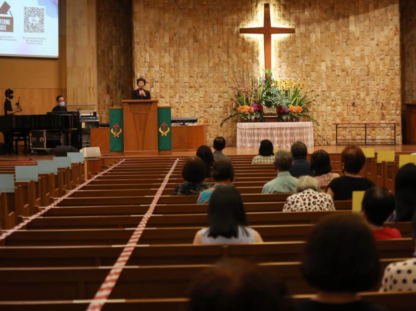 A service held at Faith Methodist Church in July 2021. A service held at Faith Methodist Church in July 2021.