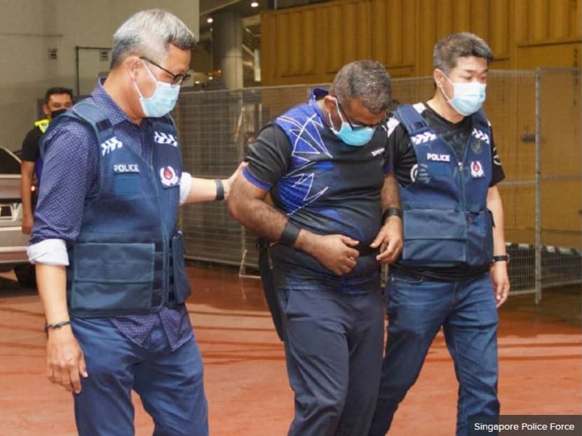 Caleb Joshua Chai Shanmugam was handed over from the Royal Malaysia Police to the Singapore Police Force on Nov 16, 2022.