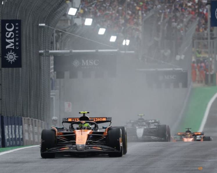 Norris nine points clear after Piastri crashes in Sao Paulo sprint