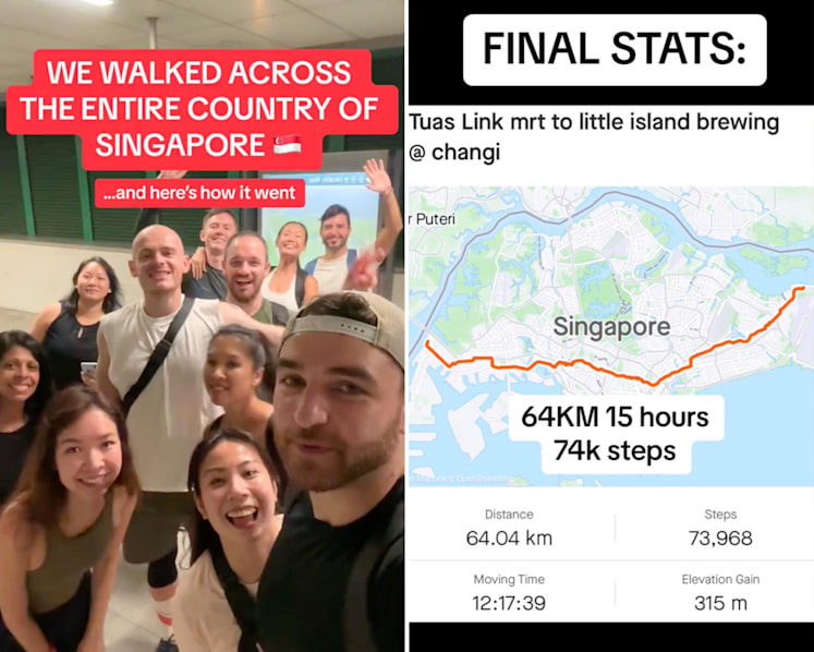 #trending: 'Enough exercise for 2 years' — group treks 64km in 15 hours from S'pore's west to east