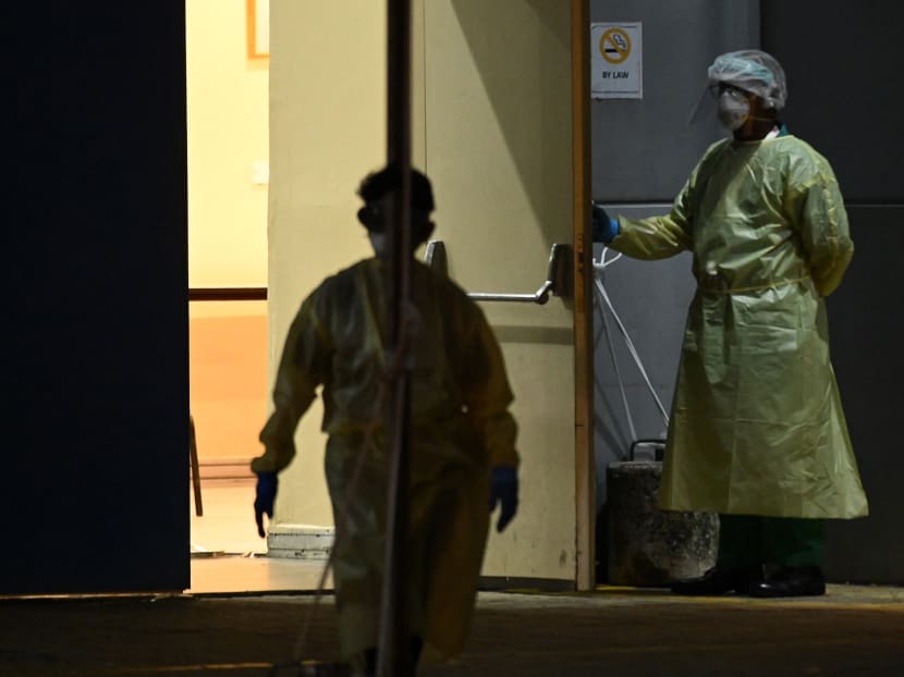 Medical personnel waiting for Covid-19 patients to be transferred to a hospital. Medical personnel waiting for Covid-19 patients to be transferred to a hospital.