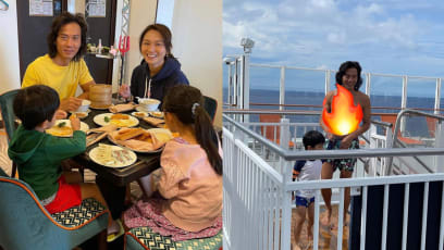 Qi Yuwu, 45, Shows Off Super Fit Bod In Pics From Recent Cruise Trip With Joanne Peh & Their 2 Kids