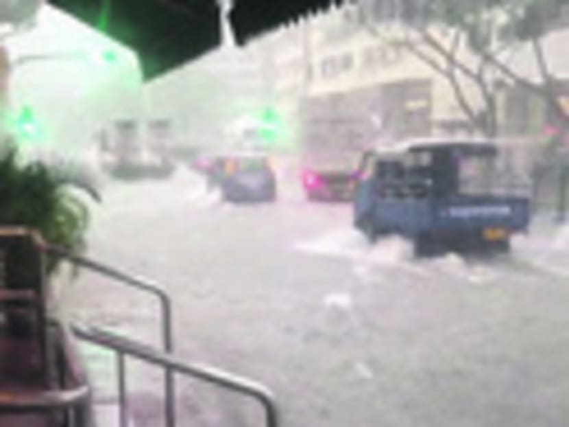 A flash flood was reported in the Balestier Road area yesterday. PHOTO COURTESY DERRICK TAN