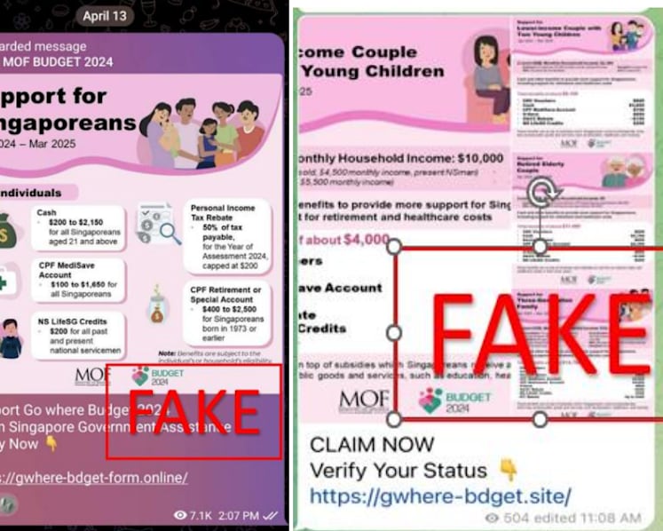 Police warn of phishing scam involving fake Budget 2024 infographics on Telegram
