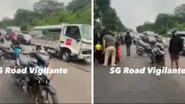 罗厘疑打滑撞上多辆摩托车 五人送院
