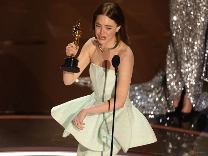 Emma Stone accepts the Oscar for Best Actress for "Poor Things" during the Oscars show at the 96th Academy Awards in Hollywood, Los Angeles, California, US on March 10, 2024.