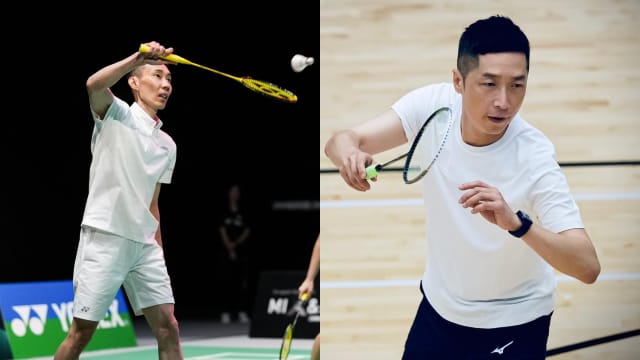 与羽球名将李宗伟切磋球技　马浚伟希望至少得1分