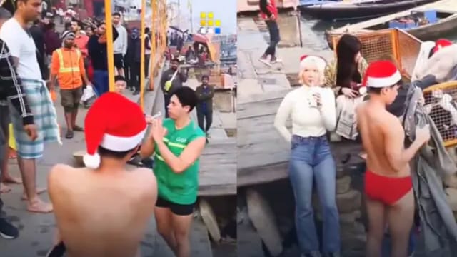 日本游客穿圣诞装准备下恒河  遭印度民众群围怒轰