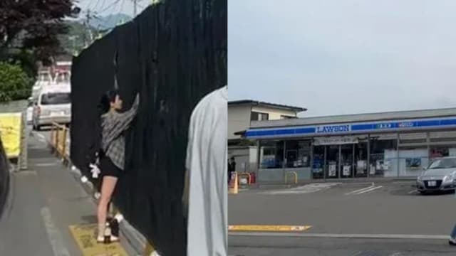 富士山搭起黑幕 游客竟挖洞继续拍照打卡