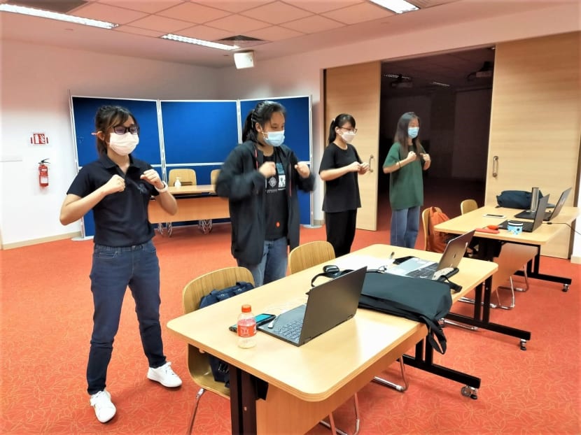 Temasek Polytechnic students engaged seniors from senior activity centres in workout sessions, among other activities.