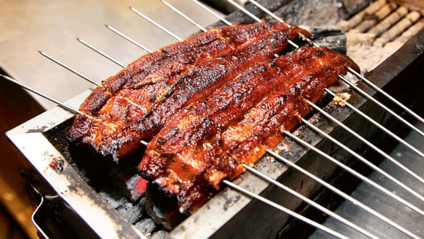 These Live Eels Are Split And Roasted Right Before Your Eyes