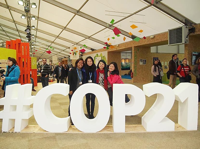 The Singapore Youth for Climate Action team, consisting of Ms Nor Lastrina Hamid, Ms Juliana Chia, Ms Melissa Chong and Ms Pui Cuifen, was part of the youth delegates representing Singapore at COP21. Photo: Singapore Youth for Climate Action