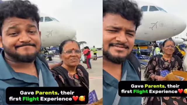 工作后回报养育之恩 印度男子带父母首次乘飞机 