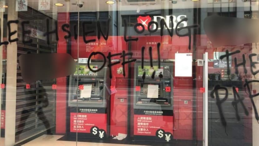 DBS branch in Hong Kong vandalised with vulgarities directed at PM Lee, PAP