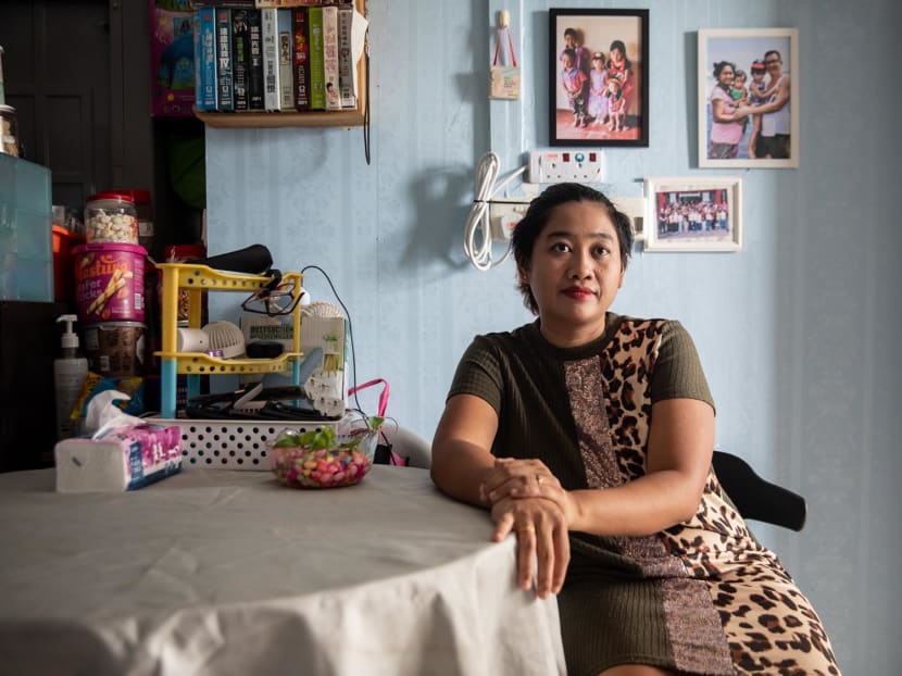 Mdm Purnawati, 37, poses for a photo at her home on Oct 18, 2023. Mdm Purnawati, 37, poses for a photo at her home on Oct 18, 2023.