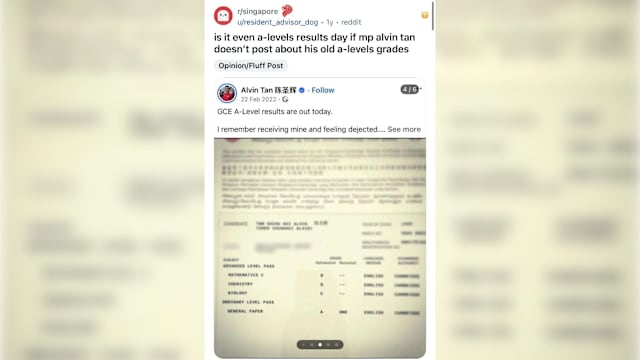 陈圣辉再于社媒发A水准成绩单 鼓励考生不要灰心