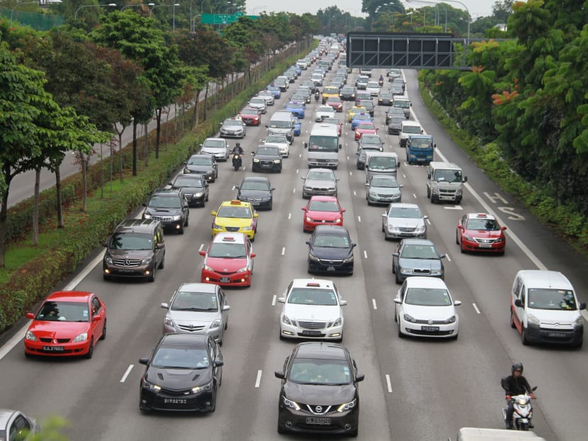 Slow moving traffic is seen during a rush hour jam along the CTE. Photo: Esther Leong/TODAY