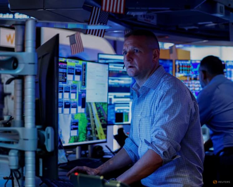Stocks, dollar fall after weak data; yields rise