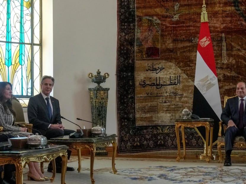 United States Secretary of State Antony Blinken meets with Egyptian President Abdel Fattah Al-Sissi at Al-Ittihadiya Palace in Cairo, Egypt, on Feb 6, 2024. 