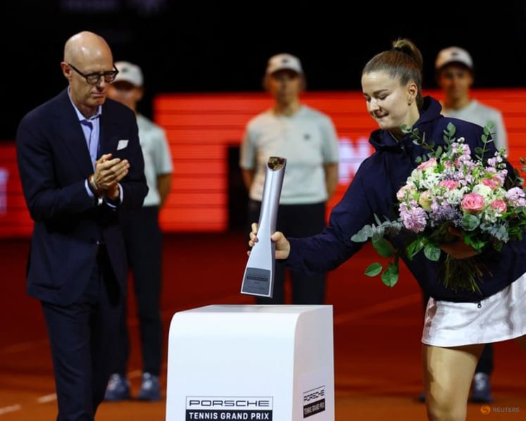 Rybakina beats Muchova to win Stuttgart crown - and a Porsche - for second time