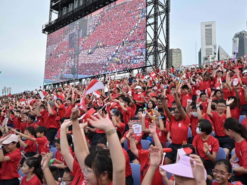 A view of participants during a National Day Parade National Education show.