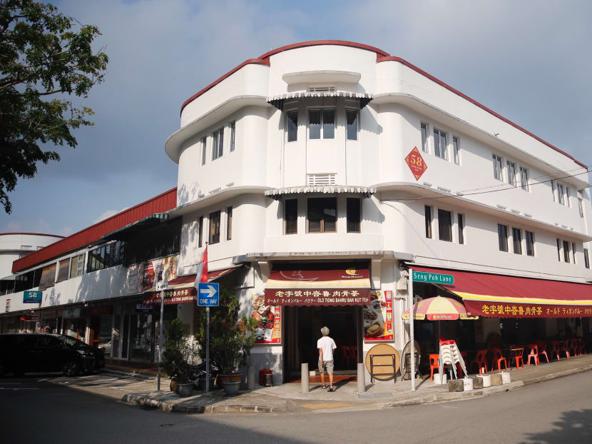 Residential units with commercial units along Seng Poh road in Tiong Bahru Estate on 24 July.