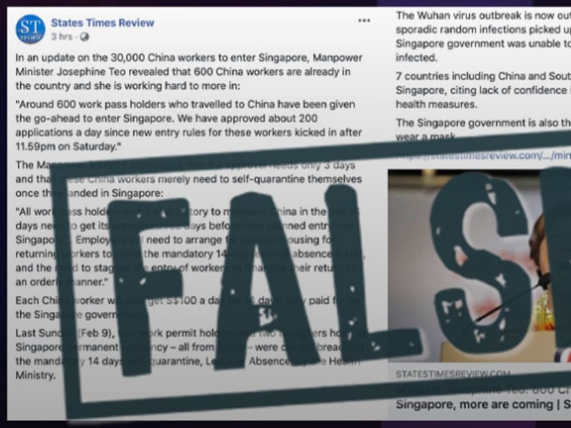 In a media statement, the Pofma office said that several false statements were made in a post on the STR Facebook page on Feb 13.