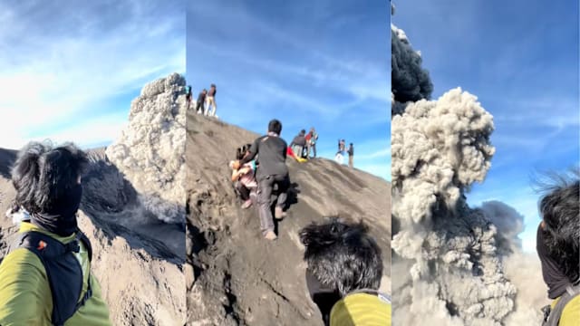 火山爆发时欲往下逃 向导反向操作救登山客脱险