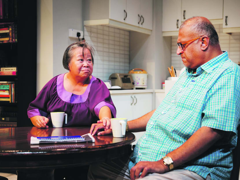 63-year-old retired literature teacher Maggie (Lok Meng Chue), develops an unlikely romance with Raju, a 57-year-old Malaysian repairman (Remesh Panicker), in My Mother Buys Condoms. Photo: W!LD RICE/36frames