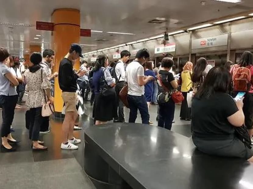 Commuters at Newton MRT station on May 17, 2018.
