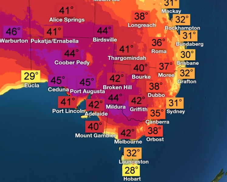 Intense heatwave grips Australia's southern states, with temperatures soaring past 40°C in Melbourne, Adelaide