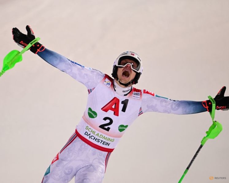 Alpine skiing-Norway's Kristoffersen wins last slalom before Olympics