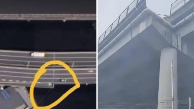 高架桥四车道变三车道 东莞超速车坠桥五人全亡