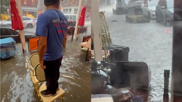 纽约暴雨成灾淹没街道 城市变汪洋交通瘫痪