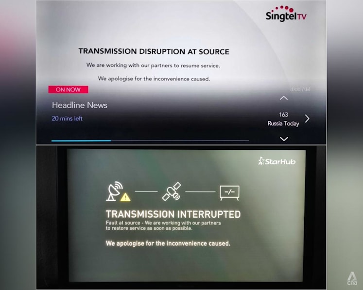 Russian news channel RT unavailable on StarHub, Singtel due to transmission disruption 'at source'