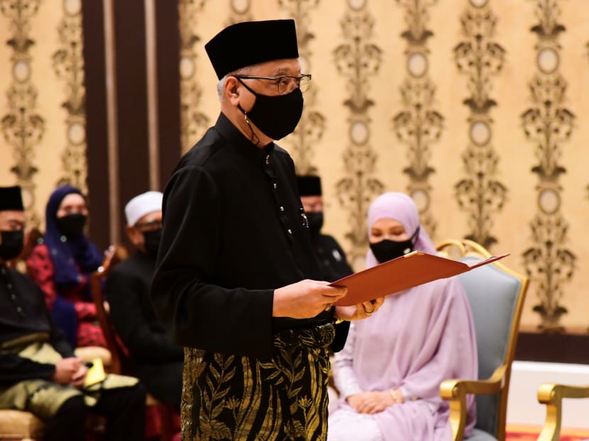 Malaysia's new Prime Minister Ismail Sabri Yaakob takes the oath of office during his inauguration at National Palace in Kuala Lumpur, Malaysia on August 21, 2021. Malaysia's new Prime Minister Ismail Sabri Yaakob takes the oath of office during his inauguration at National Palace in Kuala Lumpur, Malaysia on August 21, 2021.