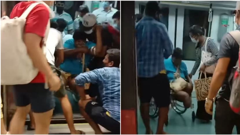 Commuters, SMRT staff free woman in wheelchair from platform gap at Botanic Gardens MRT station