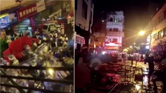 中国广州市民展开反封控示威 同镇暴警察发生冲突