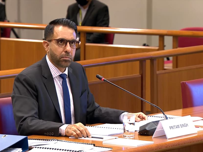 Workers' Party chief Pritam Singh is seen here at Parliament's Committee of Privileges hearing on Dec 15, 2021. 