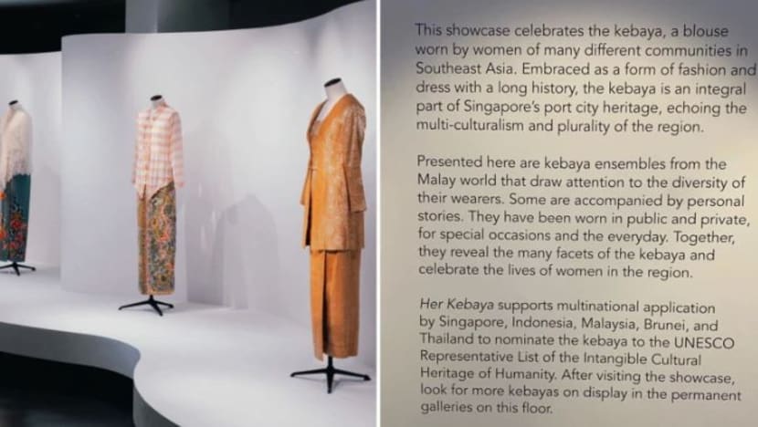 Teks pameran kebaya disunting 'bagi mencerminkan warisan berbilang budaya', kata Muzium Peranakan