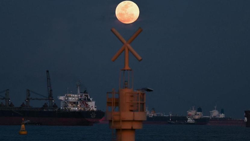 Rare 'strawberry supermoon' seen over Singapore