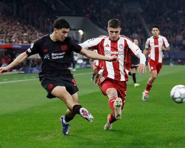 Olympiacos power past Leverkusen 2-0 to keep alive qualifying hopes