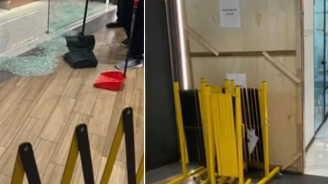 电动轮椅突失控冲撞 义顺纳福城一店面玻璃门事后碎一地