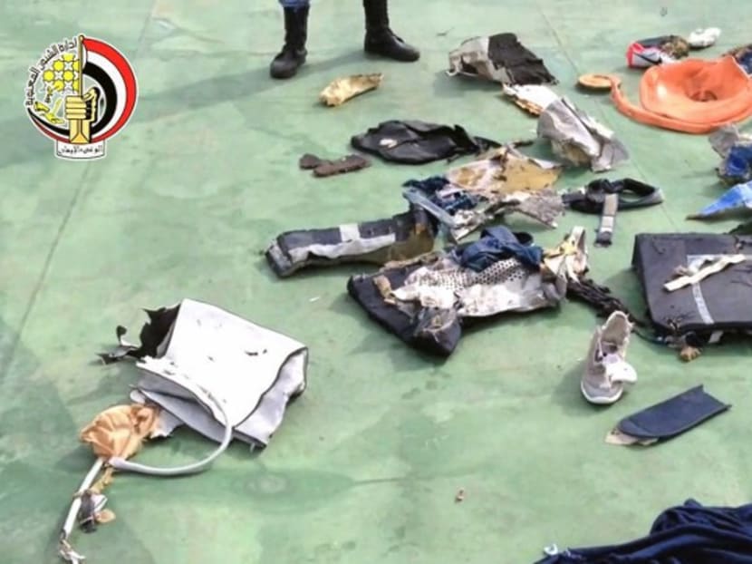 Debris found in the sea after an EgyptAir Airbus A320 crashed in the Mediterranean in May is displayed in the file photo. Photo: AFP