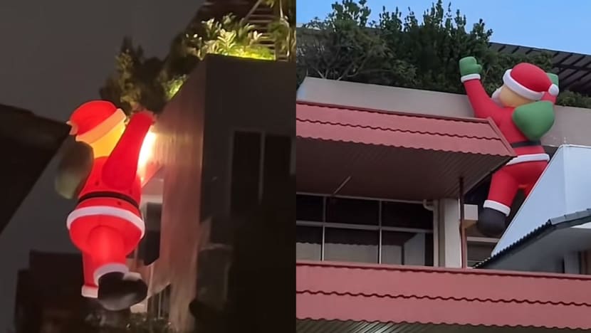 Giant Inflatable Santa Claus Spotted Hanging From Home In S’pore