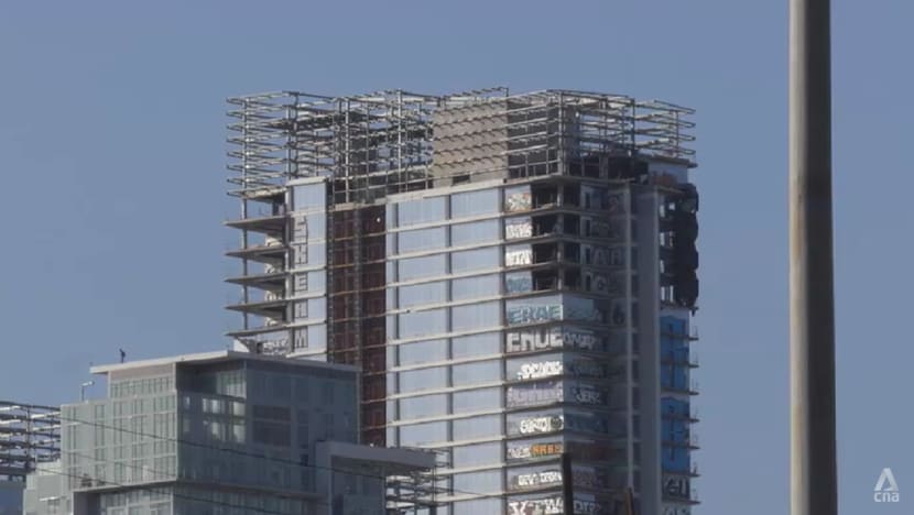 Unfinished Chinese skyscraper in Los Angeles put up for sale after being abandoned for years
