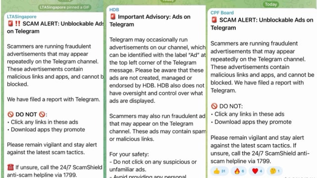 Telegram频道出现无法删除广告 多个政府机构发文警惕用户