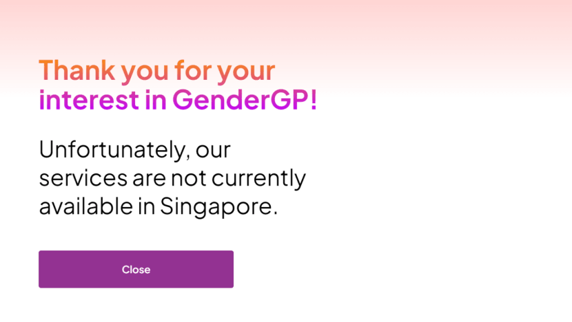 Singapore blocks access to online gender clinic GenderGP due to 'public health risk' Singapore blocks access to online gender clinic GenderGP due to 'public health risk'