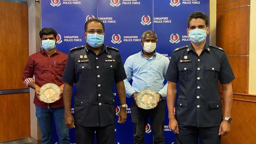 2 foreign workers receive Public Spiritedness Award for helping off-duty policeman restrain armed man in Chua Chu Kang