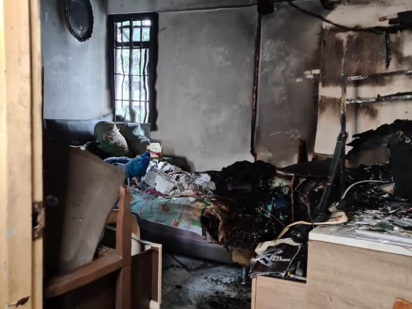 The scene of a fire at Block 773 Bedok Reservoir View on Jan 15, 2023.